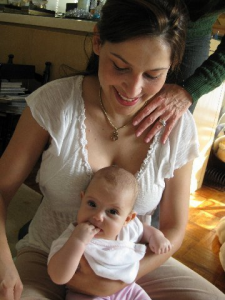 Mothers and fathers are brought into the routine when practicing Alexander Technique on babies